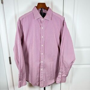 Polo Ralph Lauren Regent Classic Fit Red Black Stripe Dress Shirt Mens 18 36/37